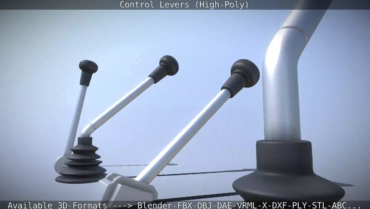 Control Levers High-Poly 3D model_0