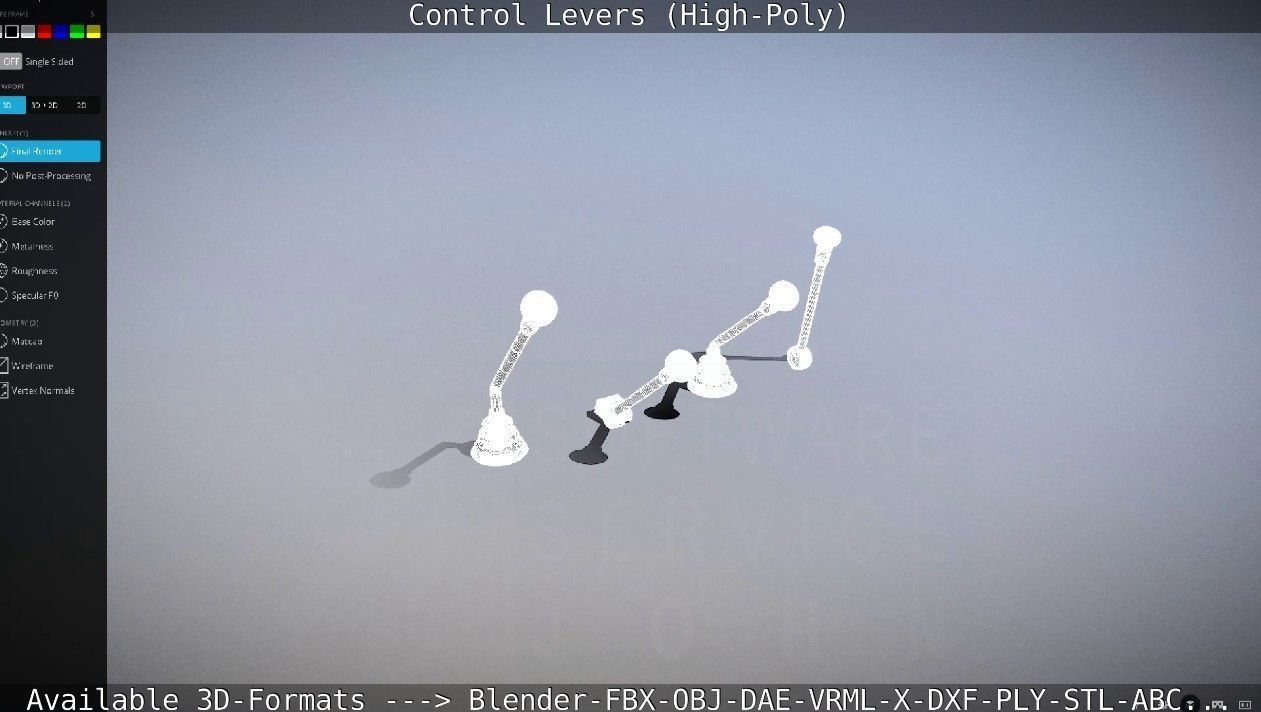 Control Levers High-Poly 3D model_21