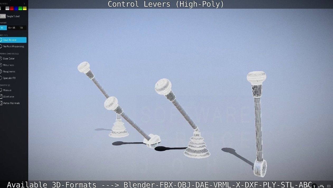 Control Levers High-Poly 3D model_25