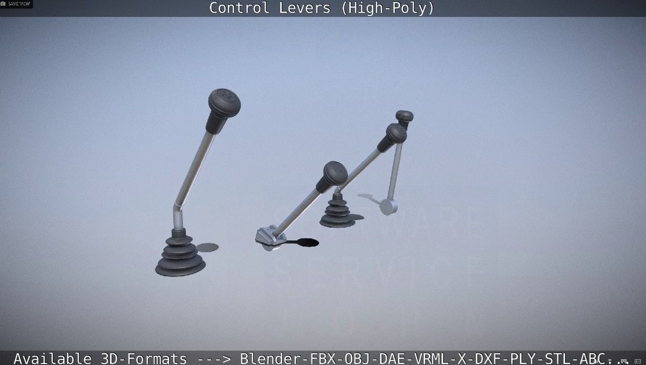 Control Levers High-Poly 3D model_9