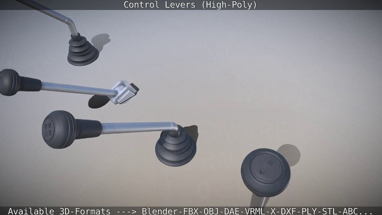 Control Levers High-Poly 3D model_14