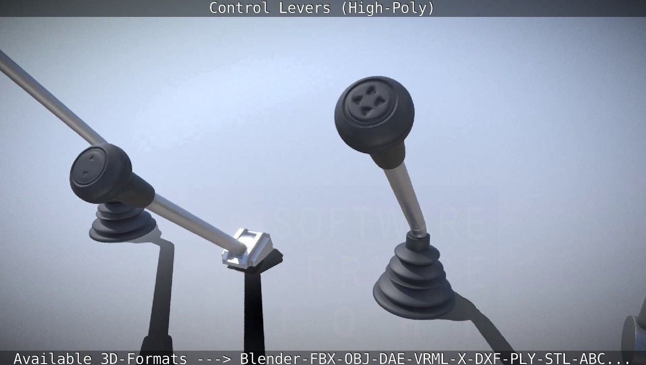 Control Levers High-Poly 3D model_11