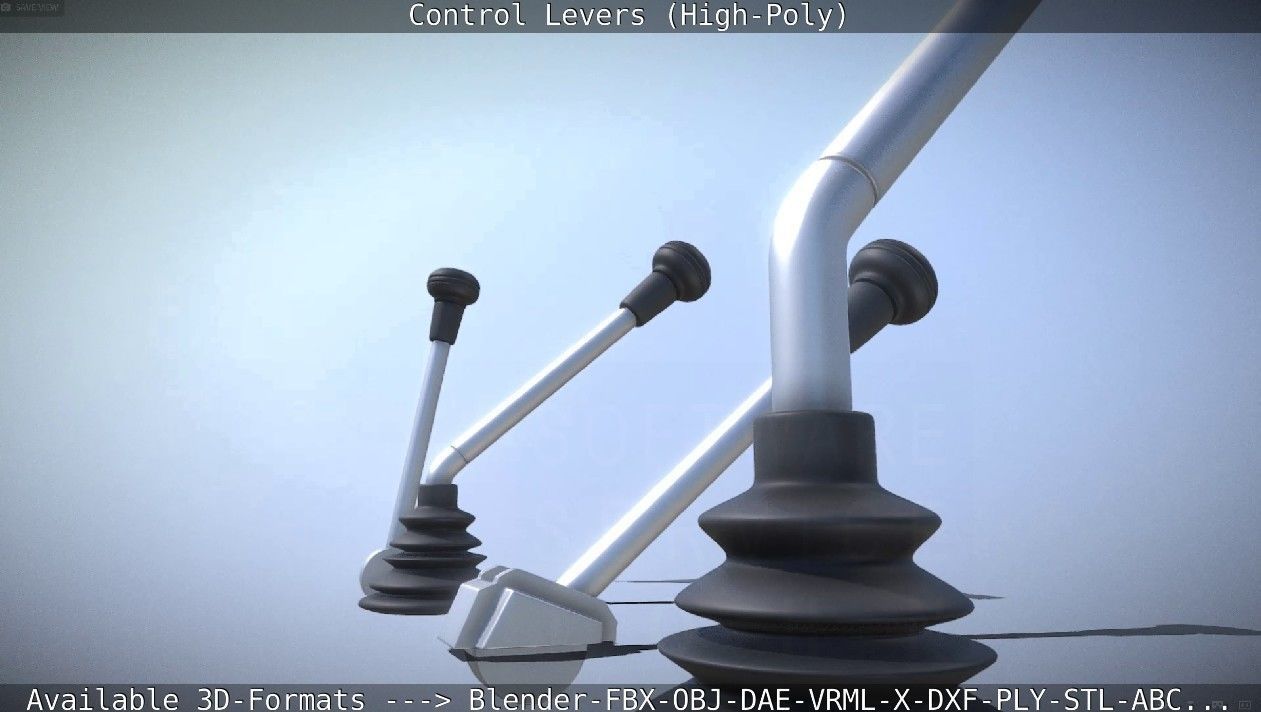 Control Levers High-Poly 3D model_6