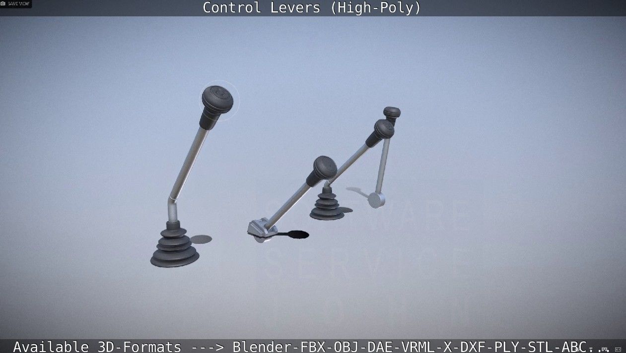 Control Levers High-Poly 3D model_12
