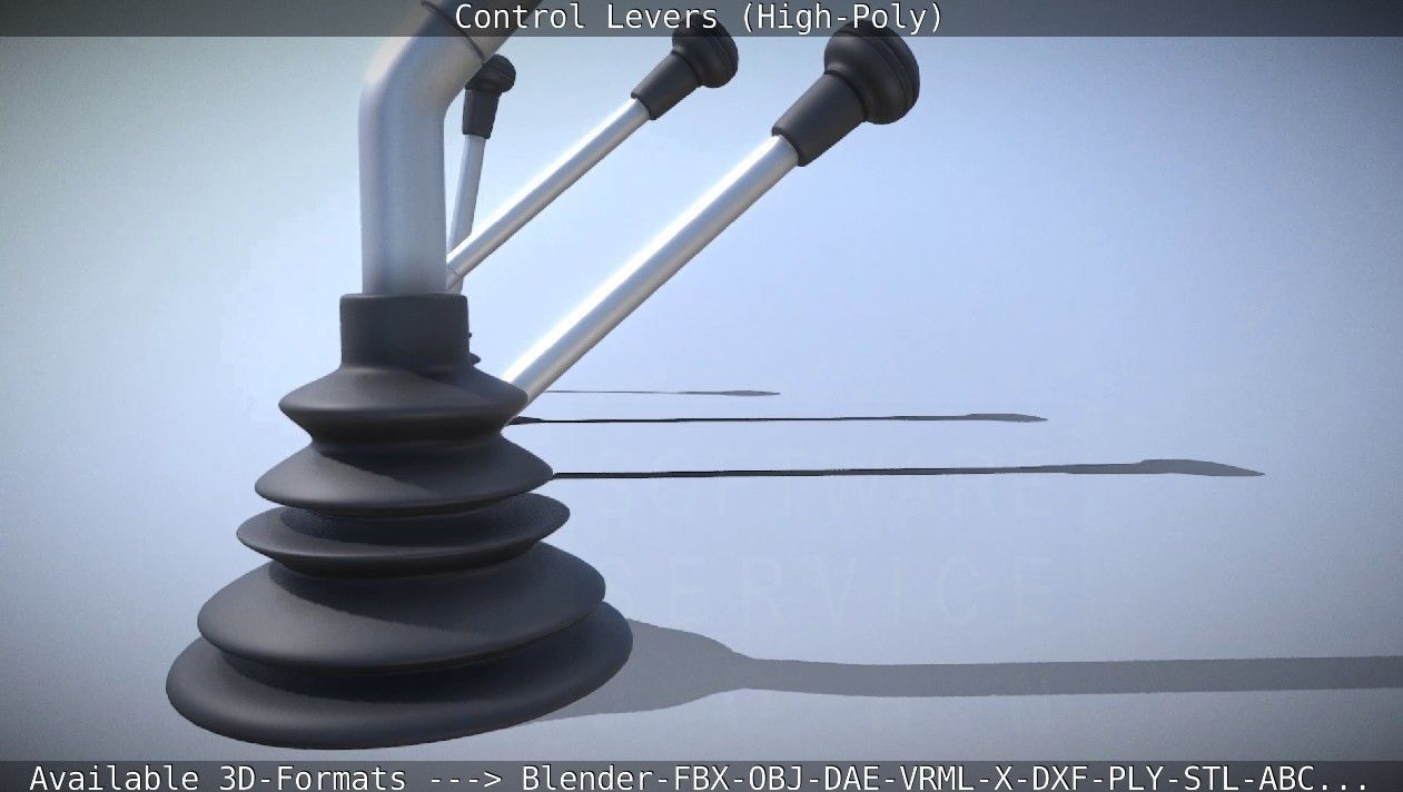 Control Levers High-Poly 3D model_7