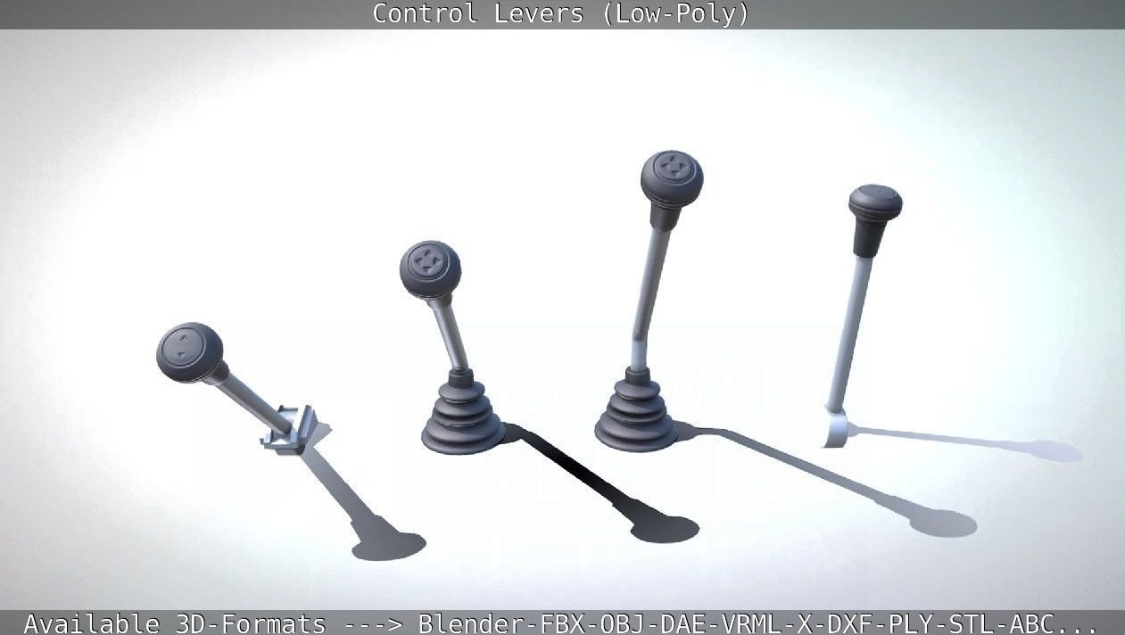 Control Levers - Low Poly Low-poly 3D model_4