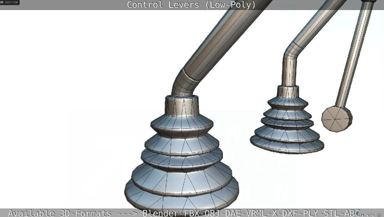 Control Levers - Low Poly Low-poly 3D model_19