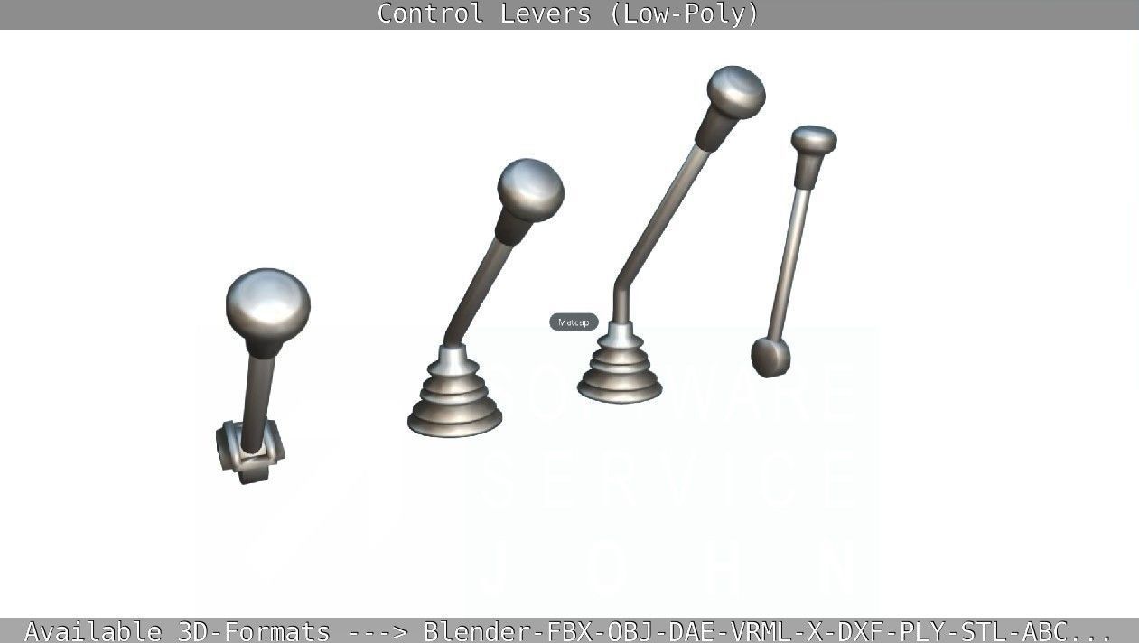 Control Levers - Low Poly Low-poly 3D model_10