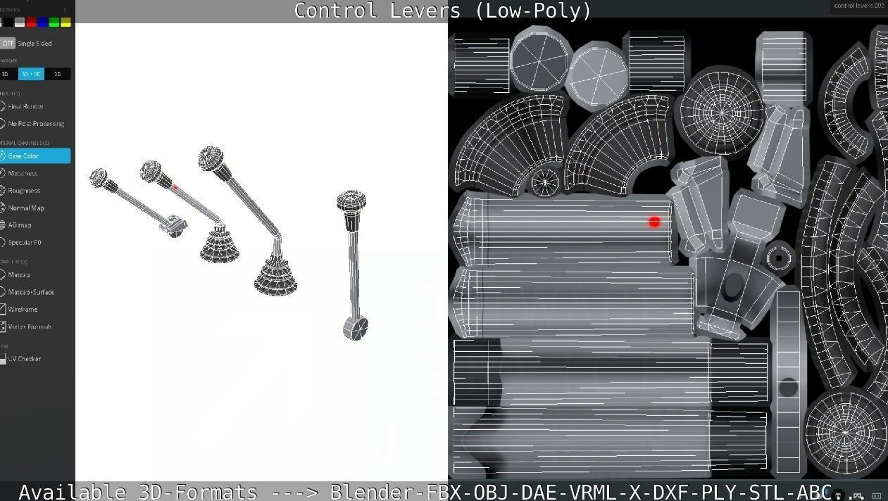 Control Levers - Low Poly Low-poly 3D model_45