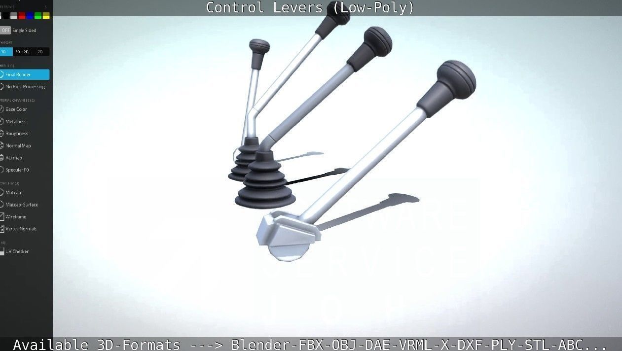 Control Levers - Low Poly Low-poly 3D model_57