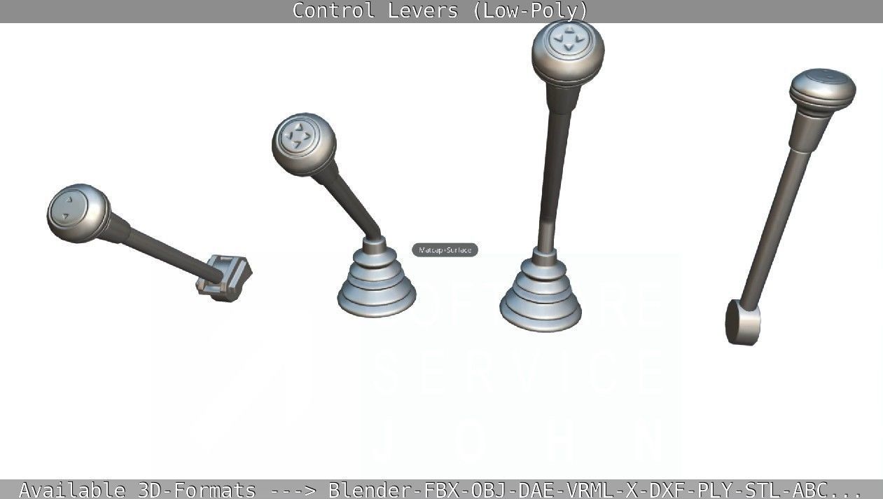 Control Levers - Low Poly Low-poly 3D model_12