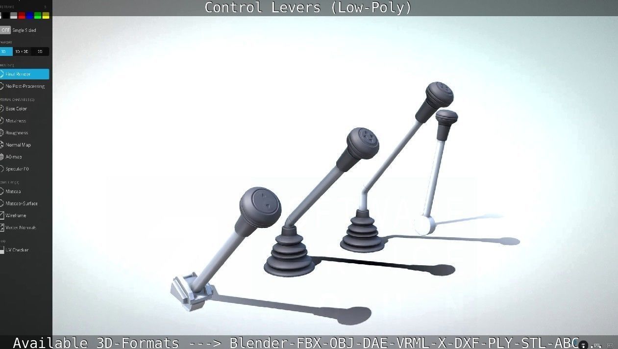 Control Levers - Low Poly Low-poly 3D model_35