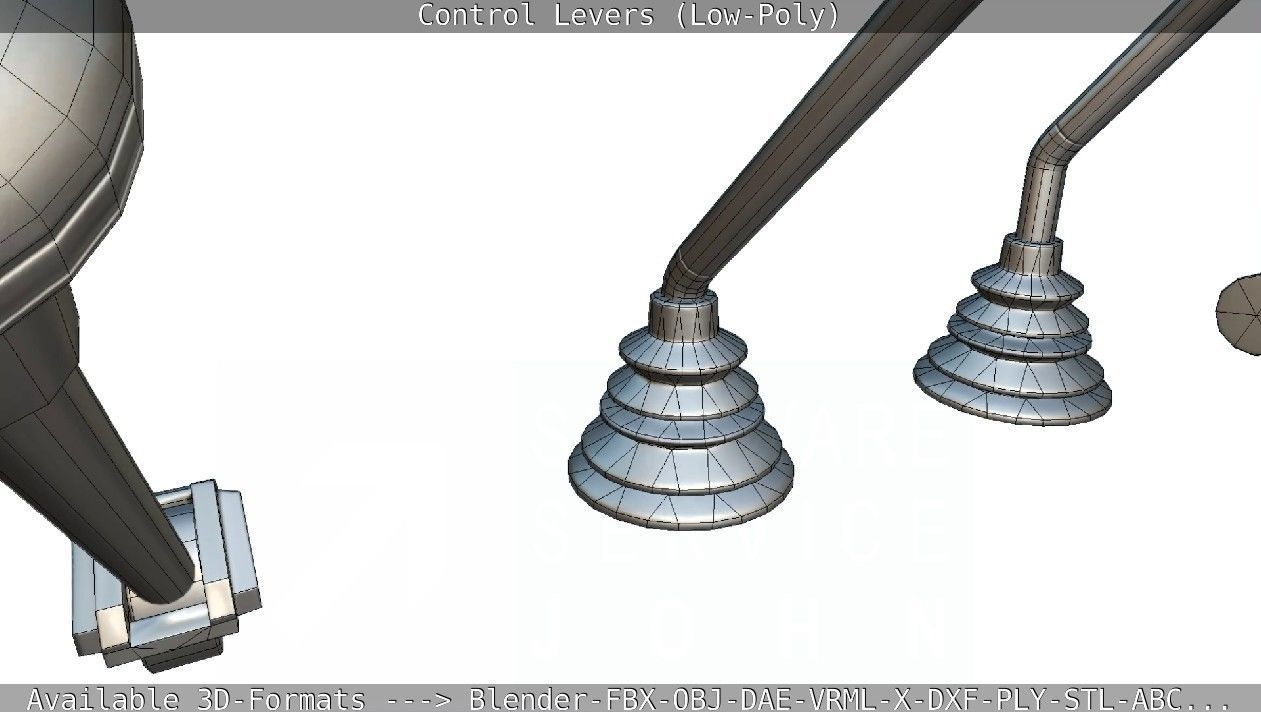 Control Levers - Low Poly Low-poly 3D model_18