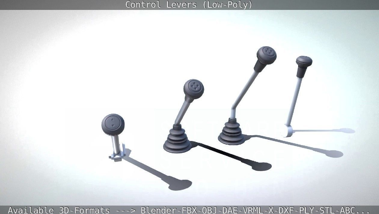 Control Levers - Low Poly Low-poly 3D model_3