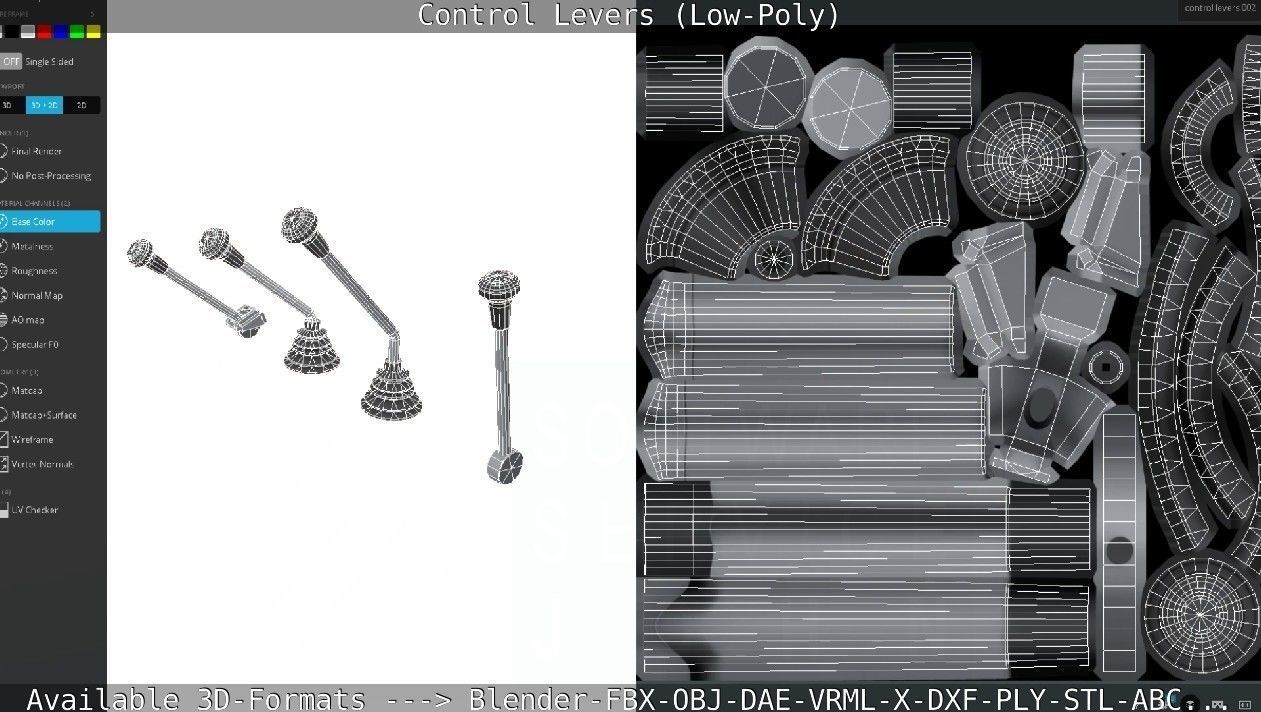 Control Levers - Low Poly Low-poly 3D model_46
