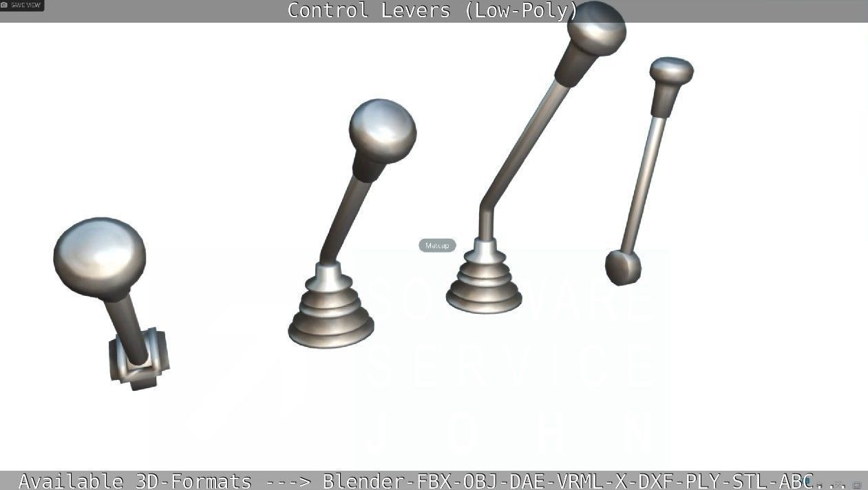 Control Levers - Low Poly Low-poly 3D model_11