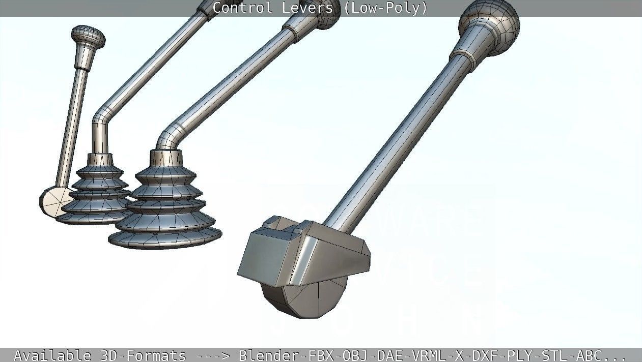 Control Levers - Low Poly Low-poly 3D model_22