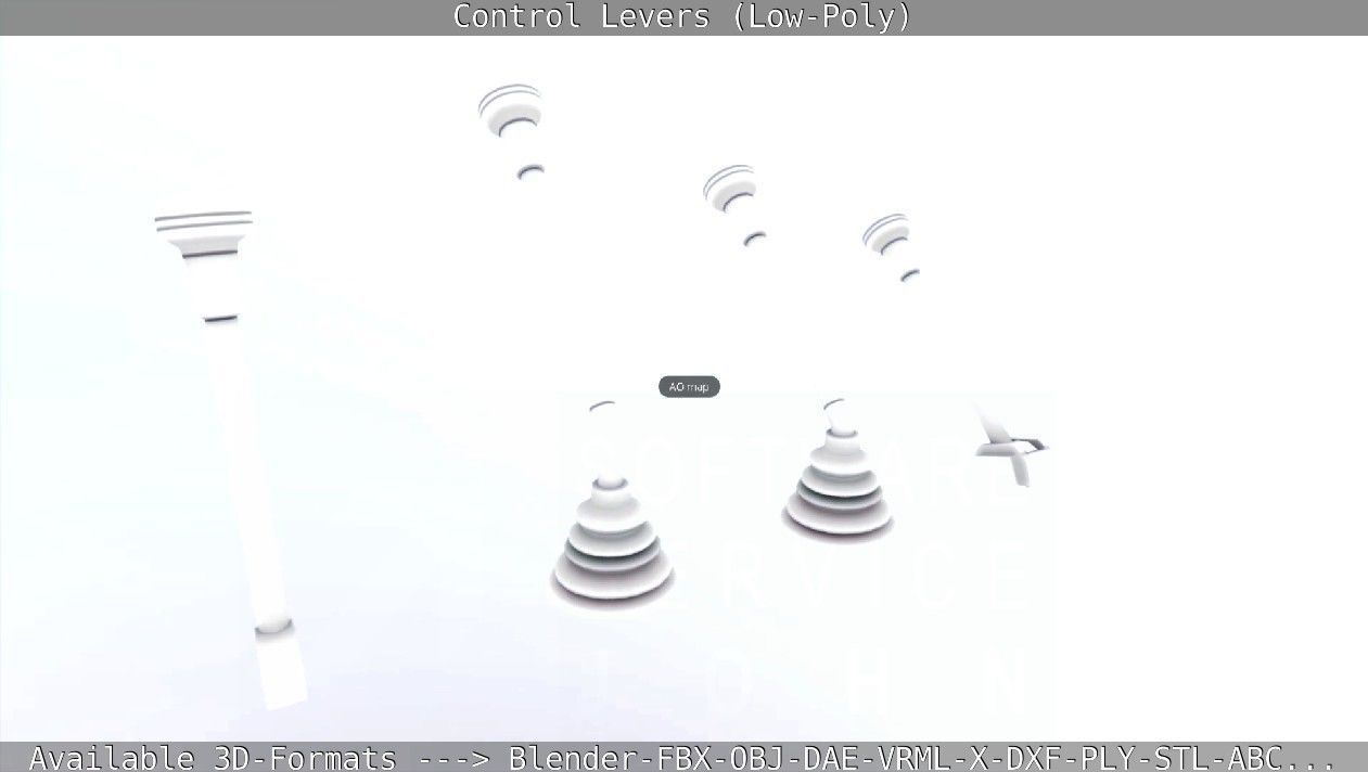 Control Levers - Low Poly Low-poly 3D model_7