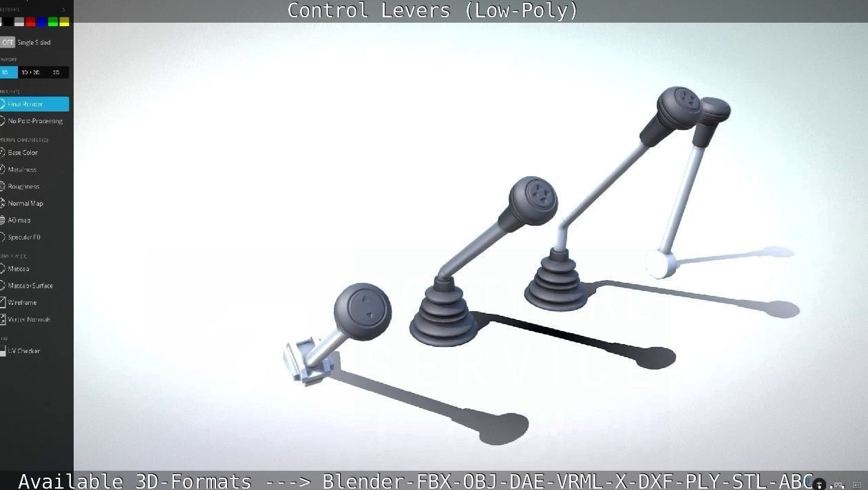 Control Levers - Low Poly Low-poly 3D model_33