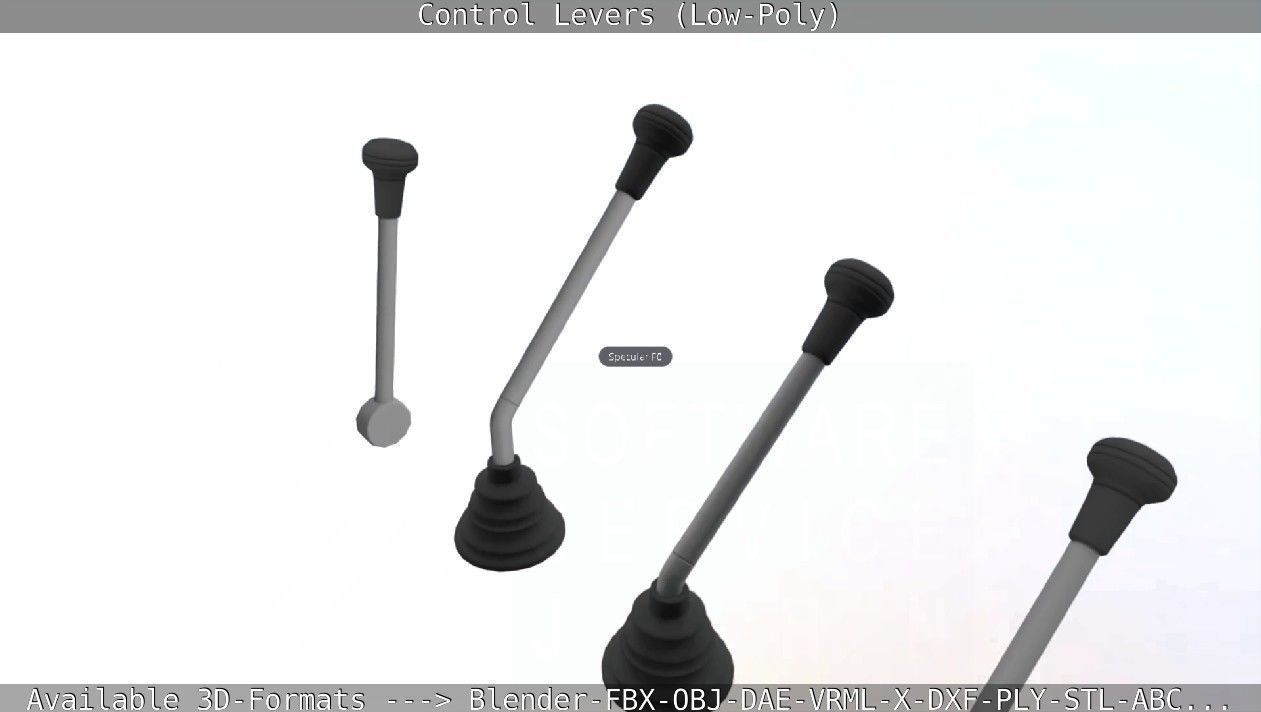 Control Levers - Low Poly Low-poly 3D model_5