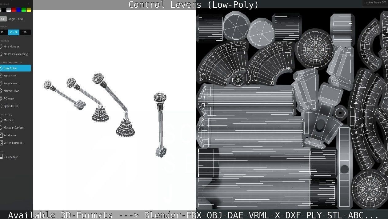Control Levers - Low Poly Low-poly 3D model_43