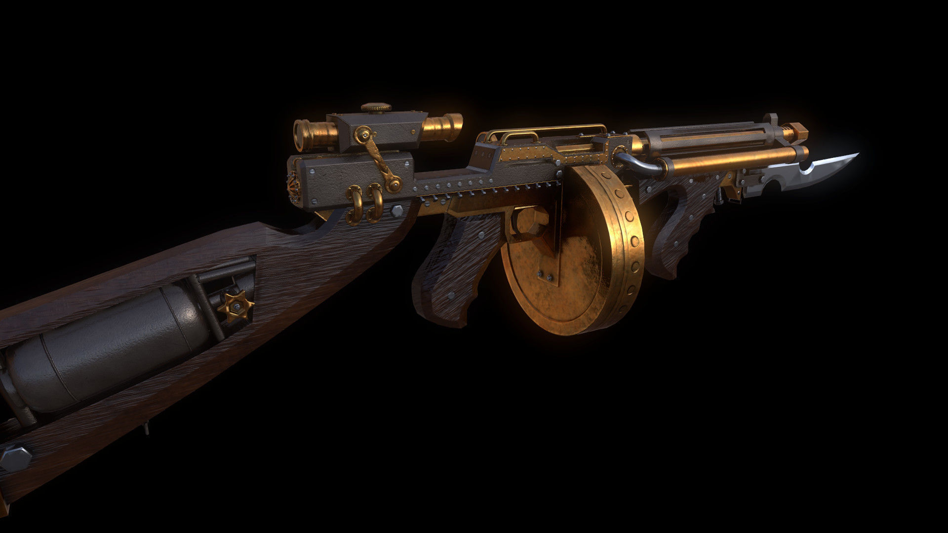 Submachine Gun Low-poly 3D model_3