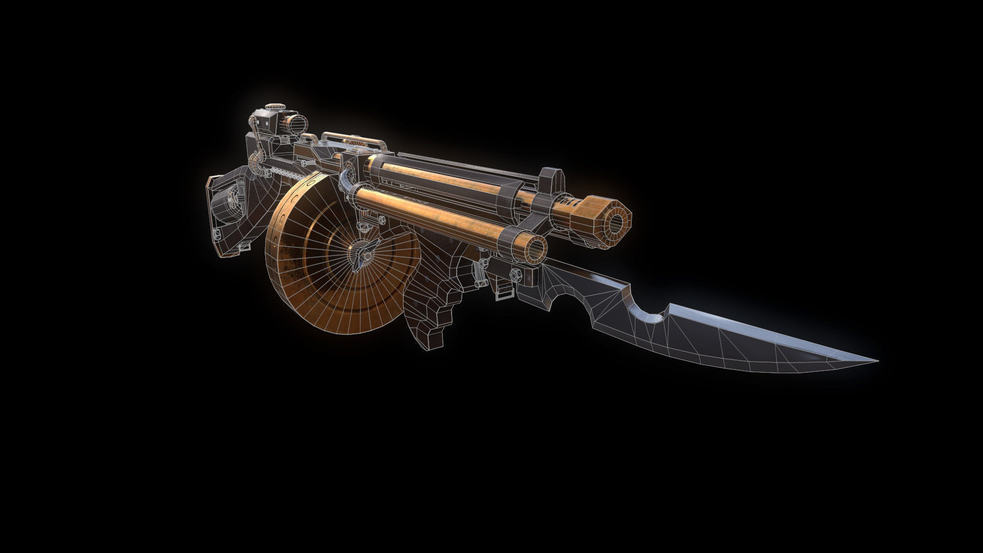 Submachine Gun Low-poly 3D model_4