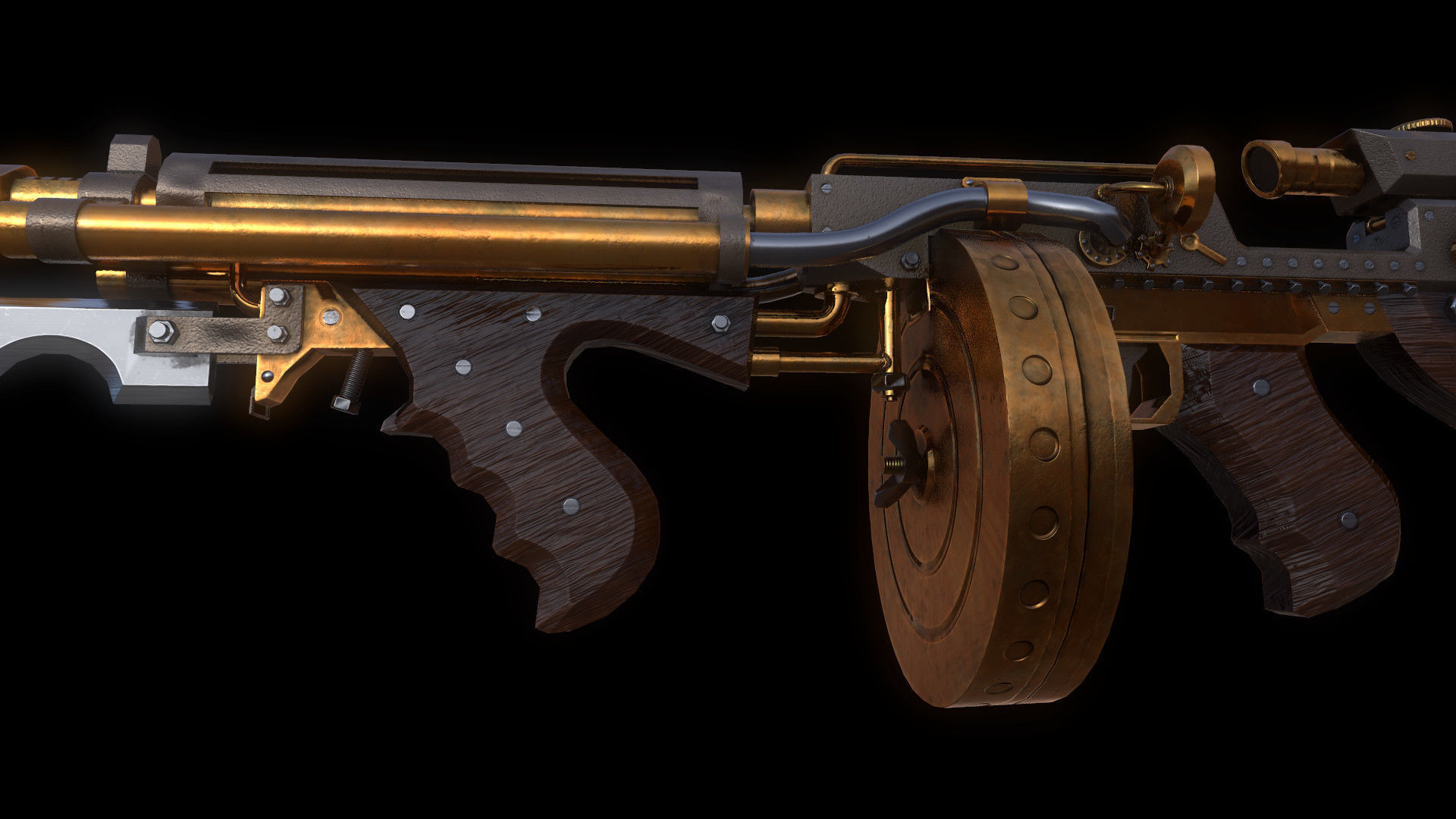 Submachine Gun Low-poly 3D model_2