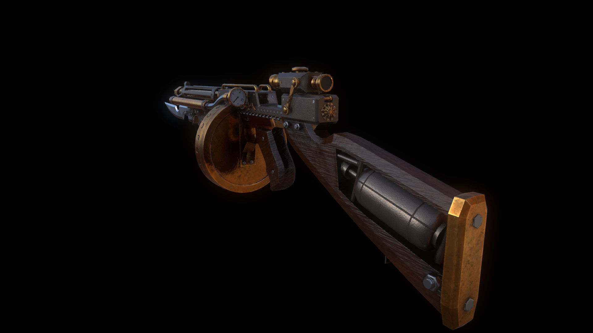 Submachine Gun Low-poly 3D model_1