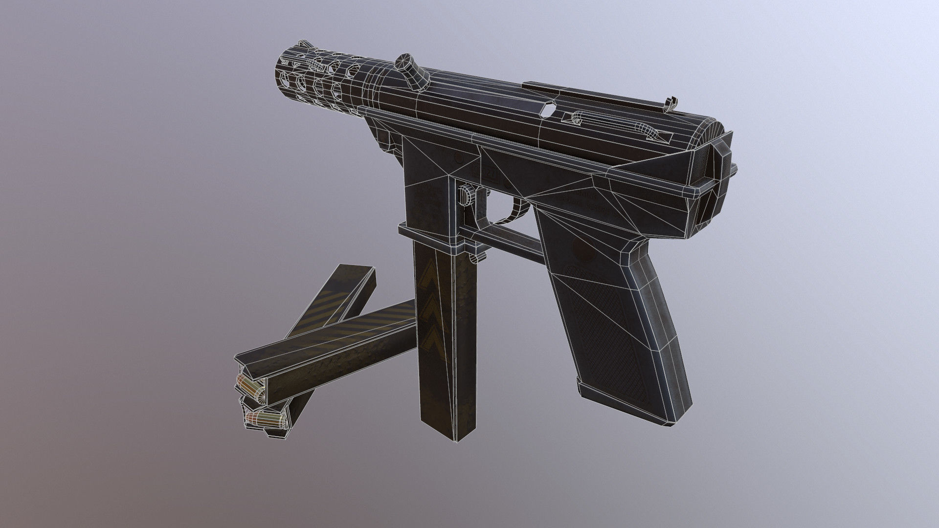 Tec-9 gun with clip Low-poly 3D model_3