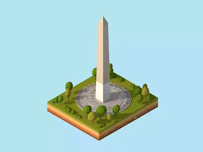 Cartoon Low Poly USA Washington Monument Low-poly 3D model
