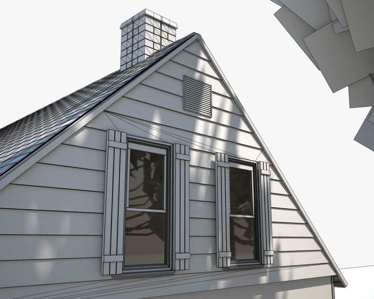 Neighborhood house with tree 3D model_29