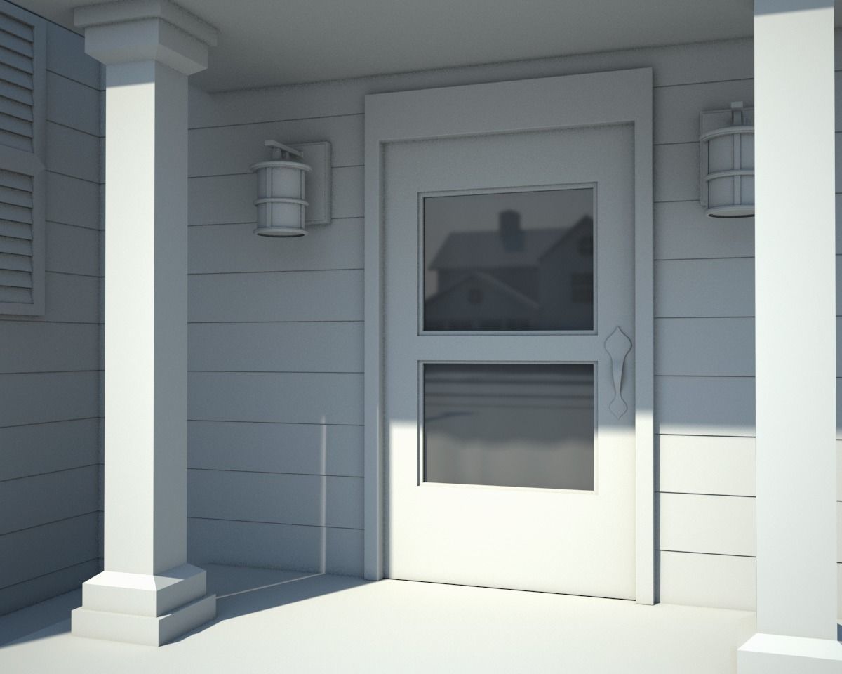 Neighborhood house with tree 3D model_32