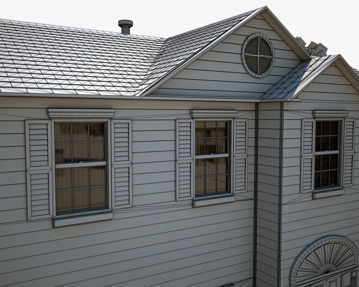 Neighborhood house with tree 3D model_21