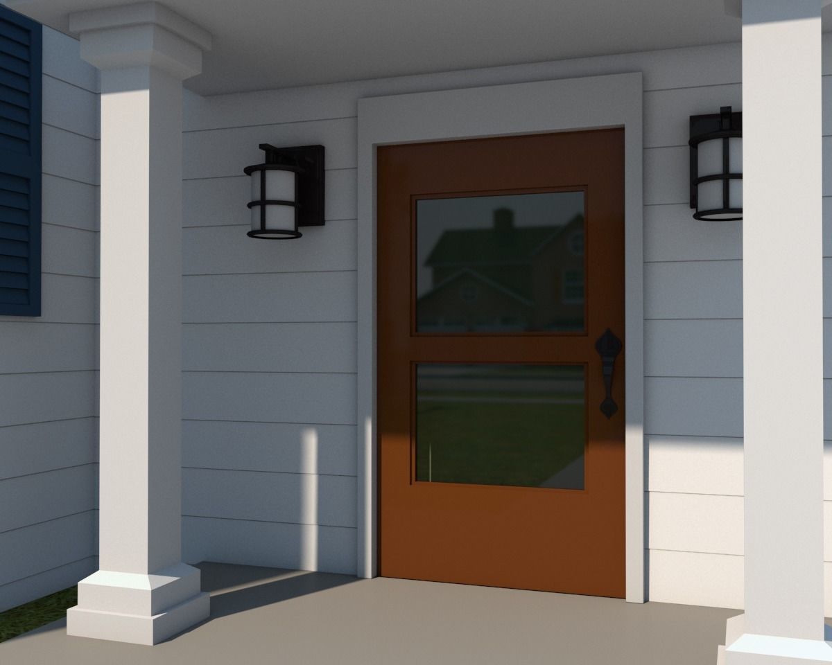 Neighborhood house with tree 3D model_12