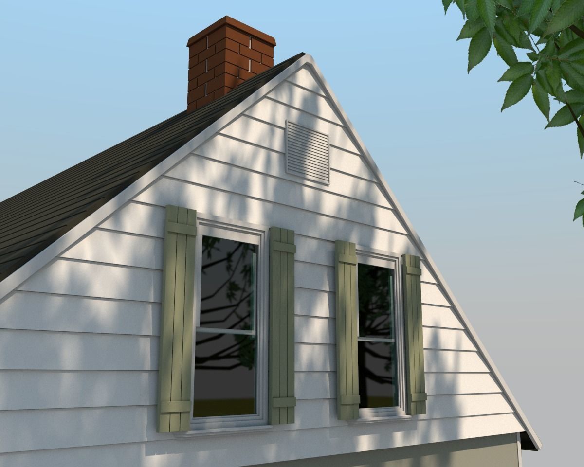 Neighborhood house with tree 3D model_11