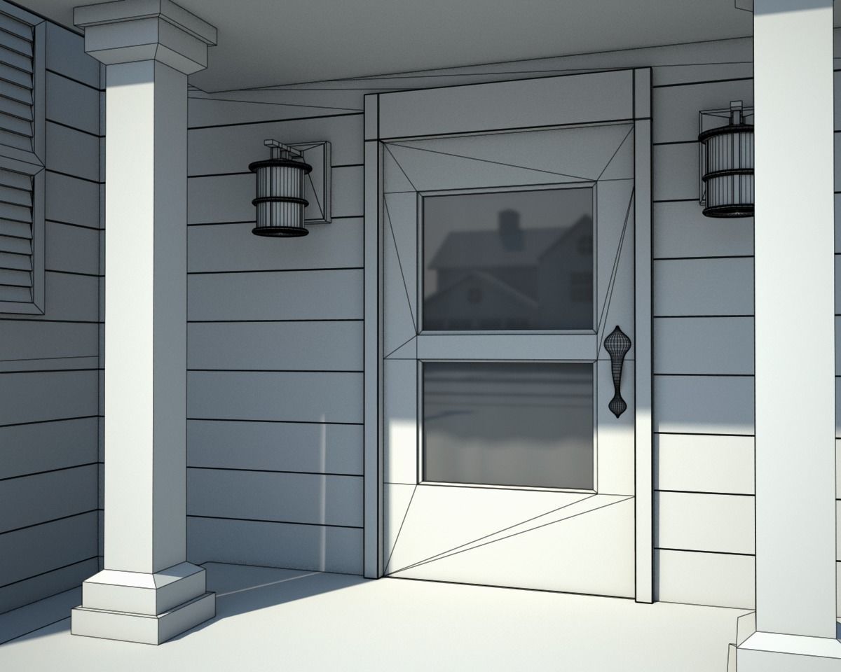 Neighborhood house with tree 3D model_33