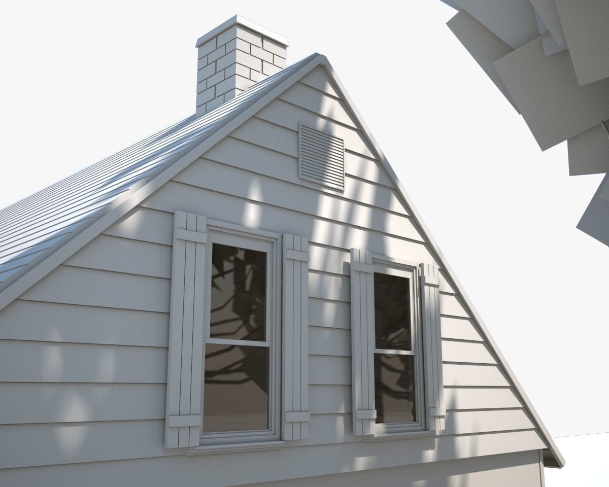 Neighborhood house with tree 3D model_28