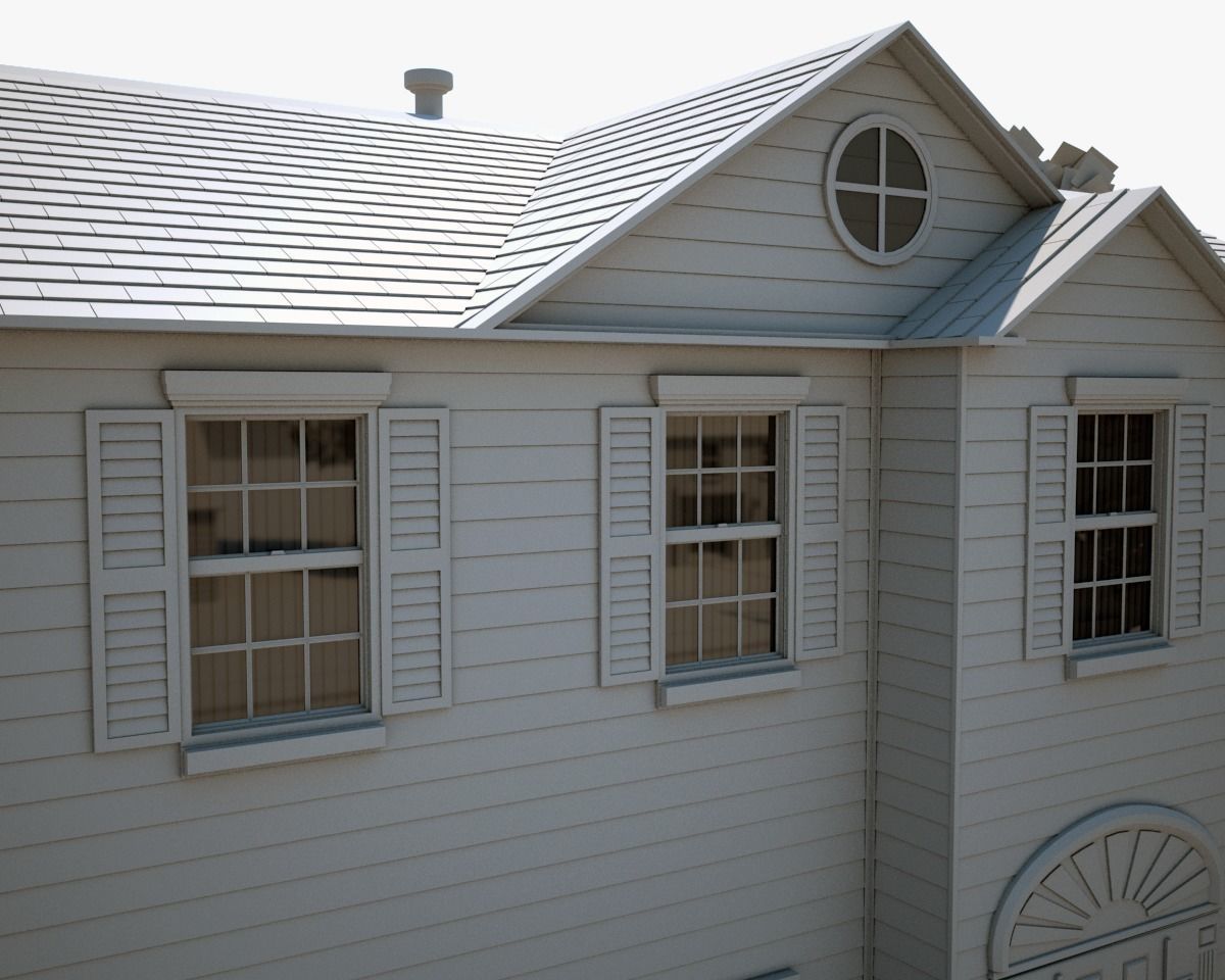 Neighborhood house with tree 3D model_20