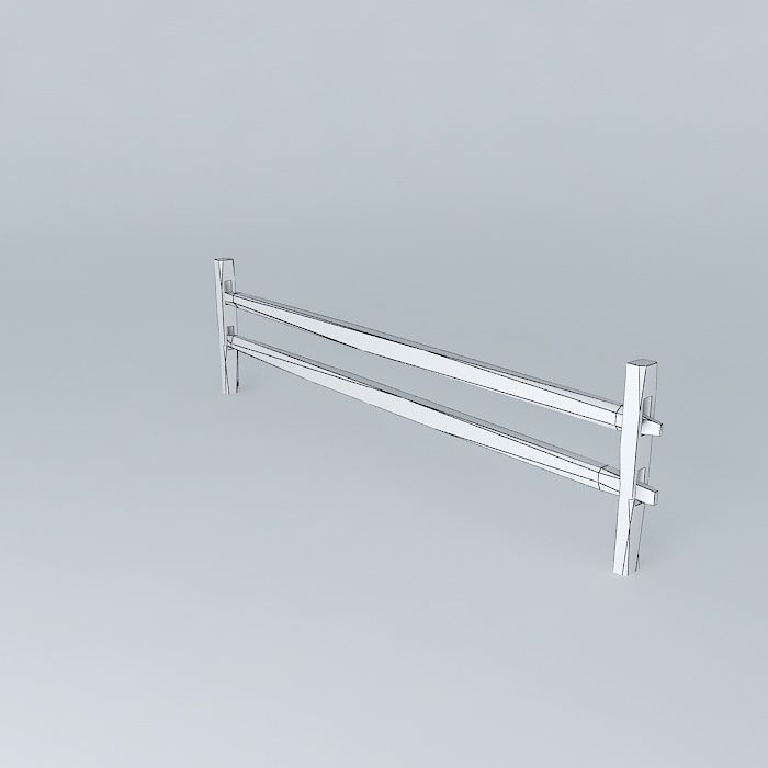 Split Rail Fence Section Free 3D model_3