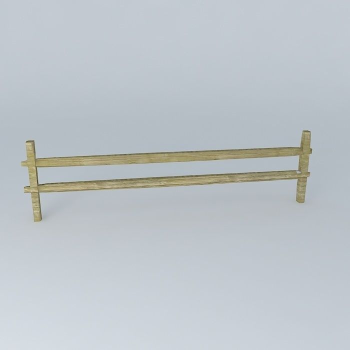 Split Rail Fence Section Free 3D model_2