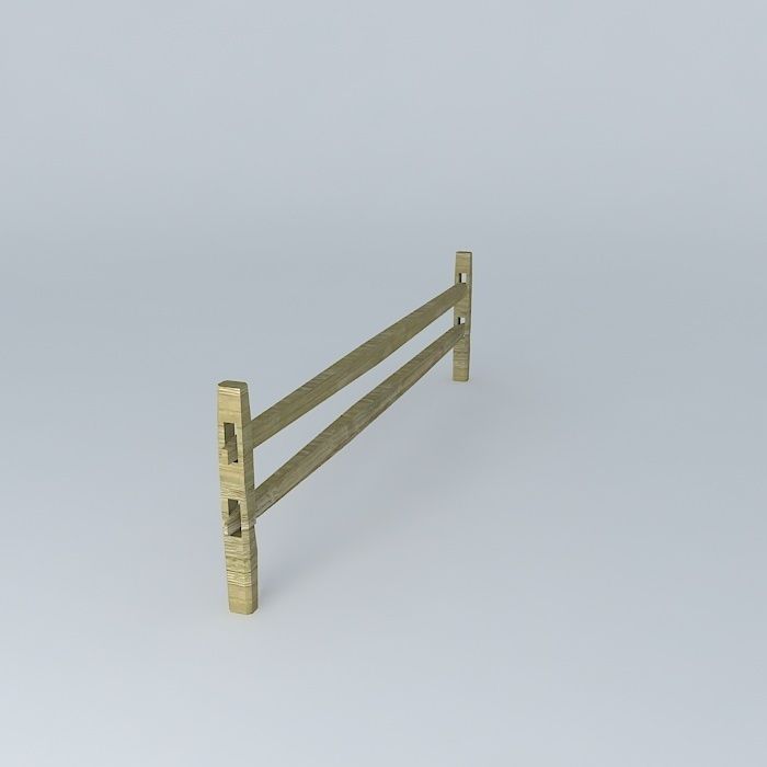 Split Rail Fence Section Free 3D model_1
