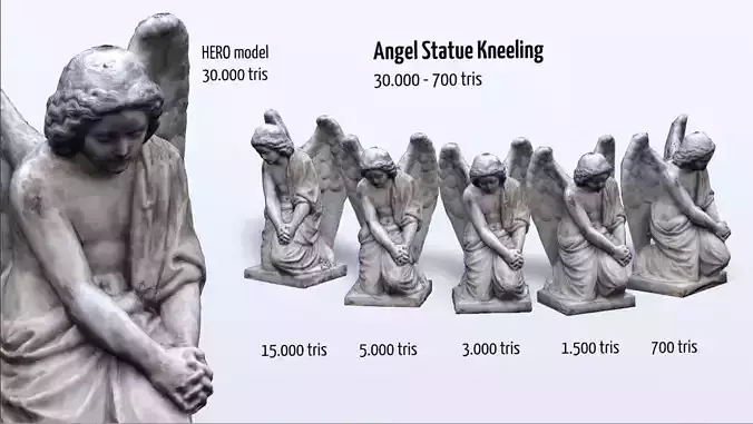 Angel Statue Kneeling HD