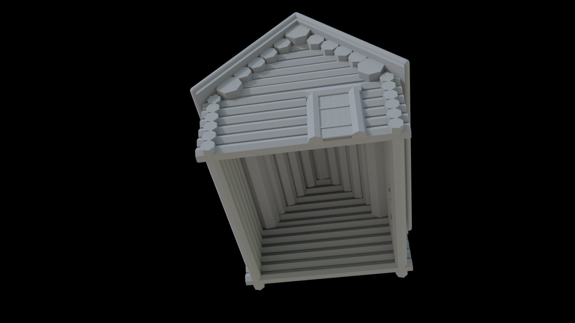  Wood hut in the winter under the snow lowpoly 3D model  Free low-poly 3D model_4