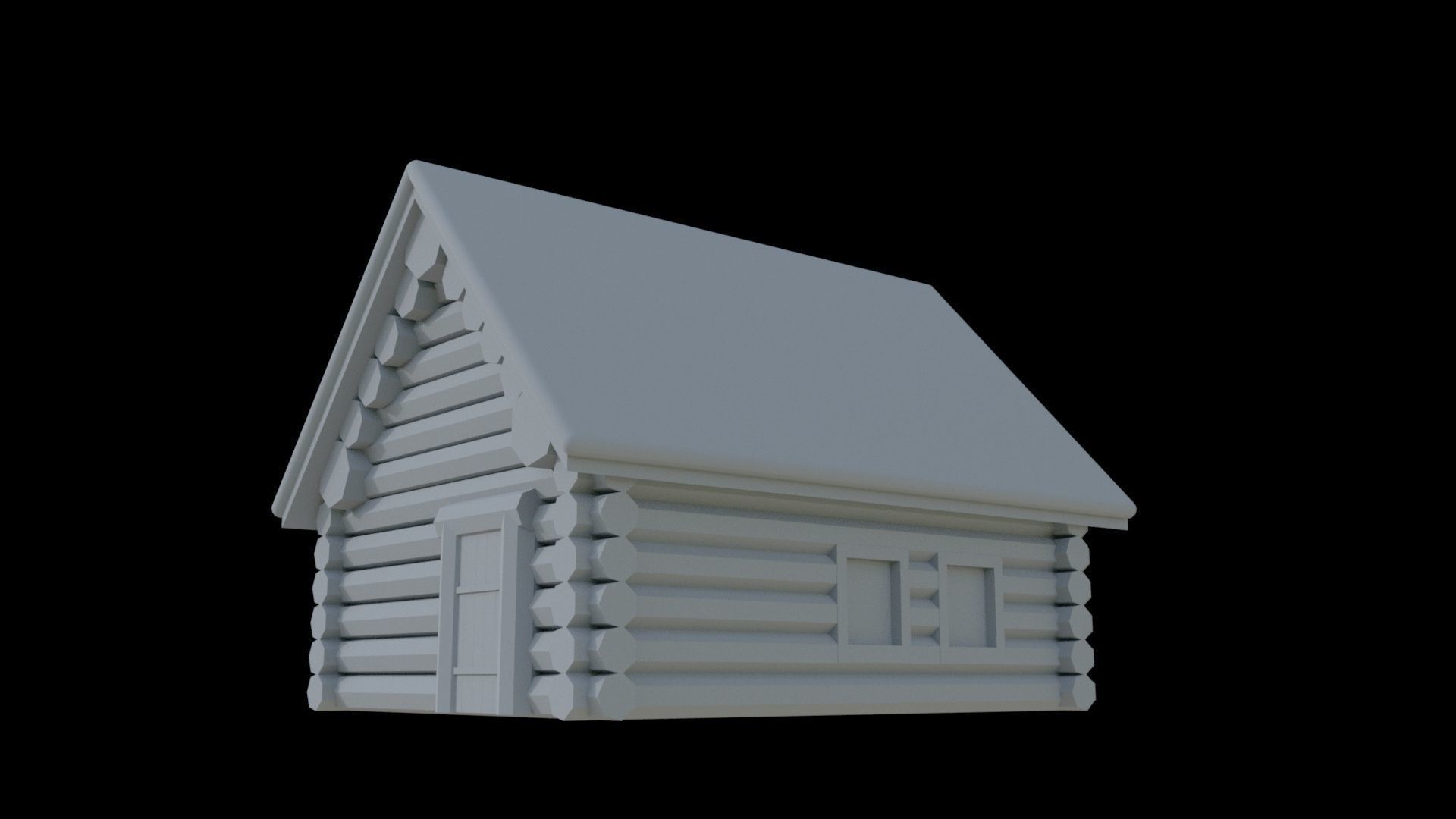  Wood hut in the winter under the snow lowpoly 3D model  Free low-poly 3D model_3