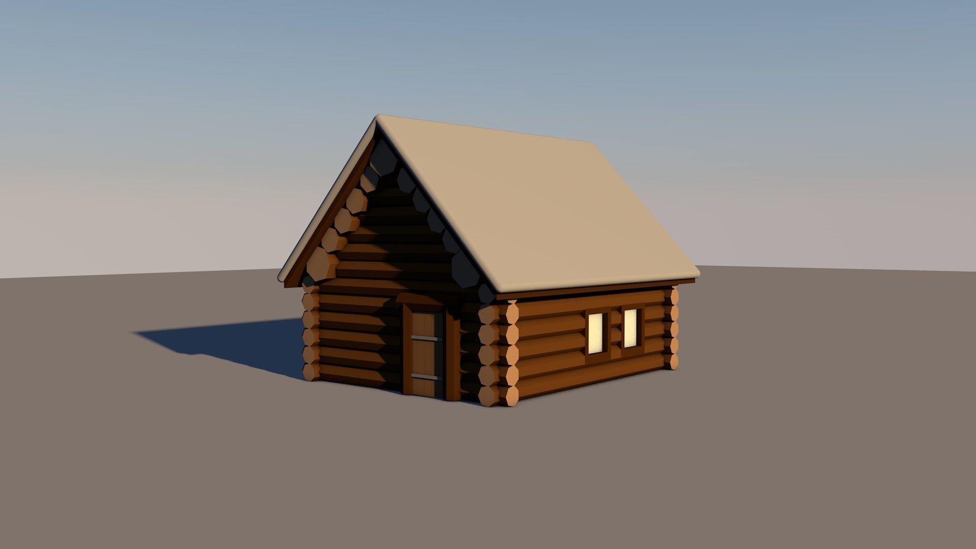  Wood hut in the winter under the snow lowpoly 3D model  Free low-poly 3D model_0