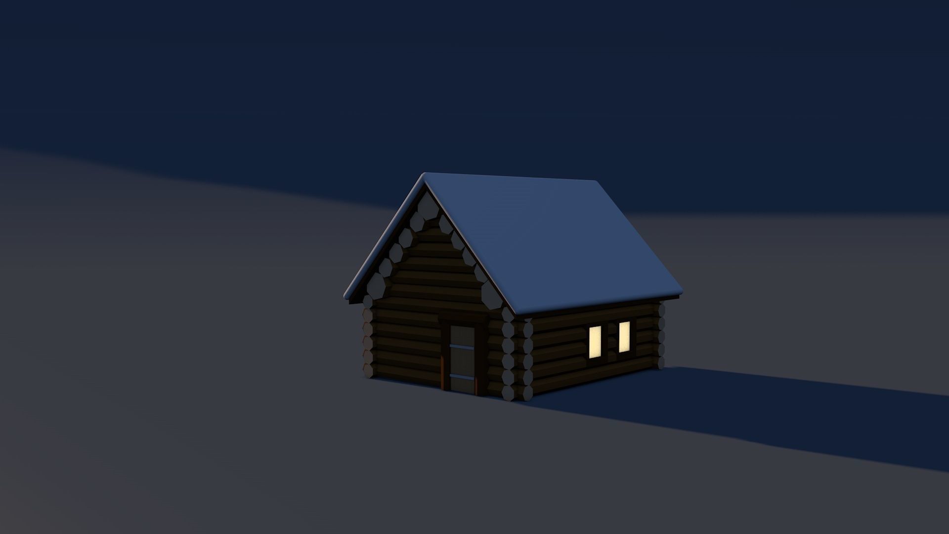  Wood hut in the winter under the snow lowpoly 3D model  Free low-poly 3D model_1
