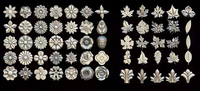 FLOWERS AND LEAVES SUPERPACK 3D print model