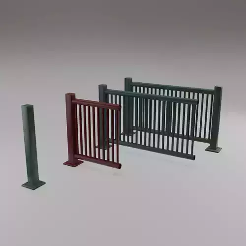 Harbor Railing Modular - Game ready Low-poly 3D model