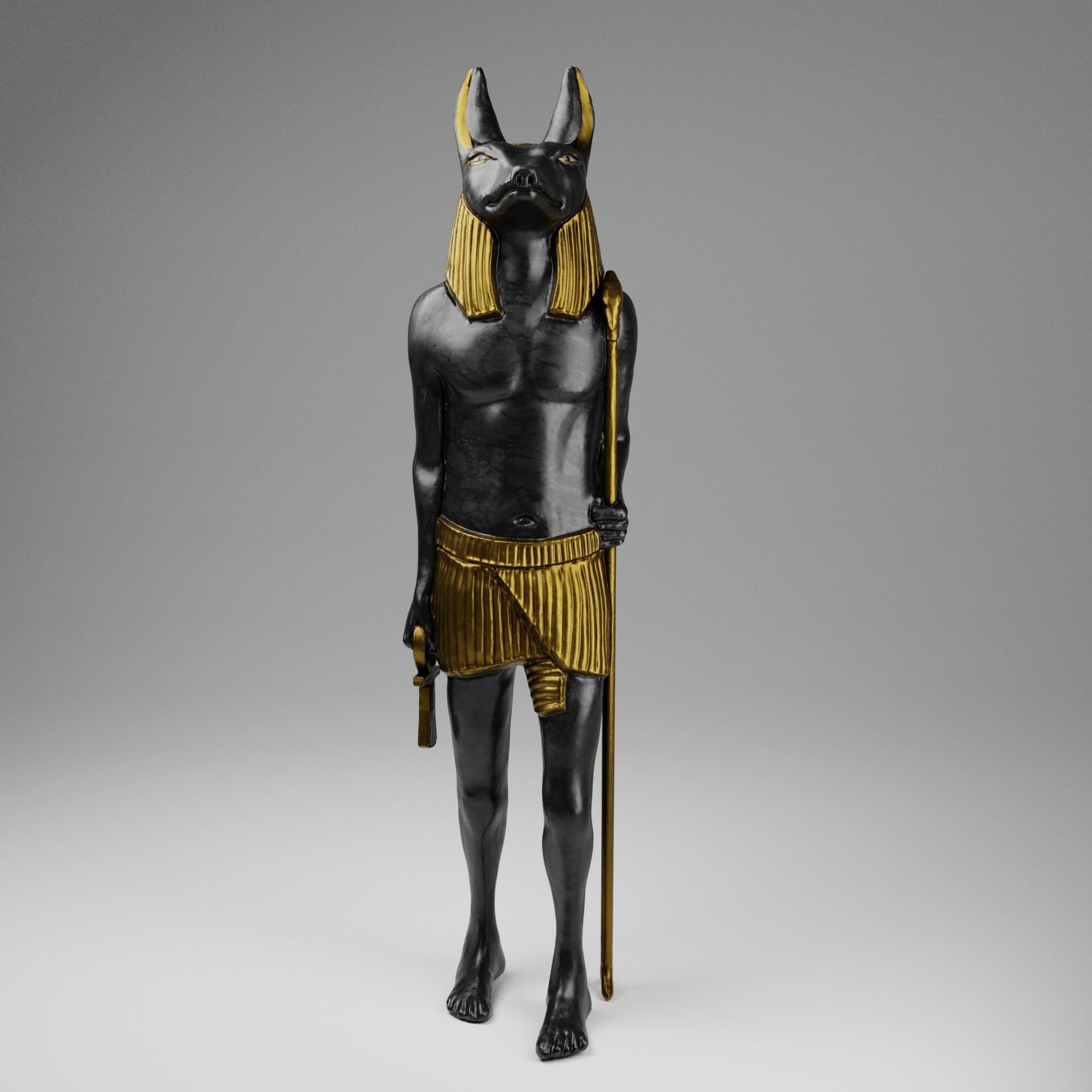 Anubis Soldier Statue for VFX and Games Low-poly 3D model_1
